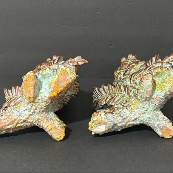 2 Large Pine Cone Branch Rustic Woodland Candle Stick Holders Table Or Mantel - Picture 6 of 6